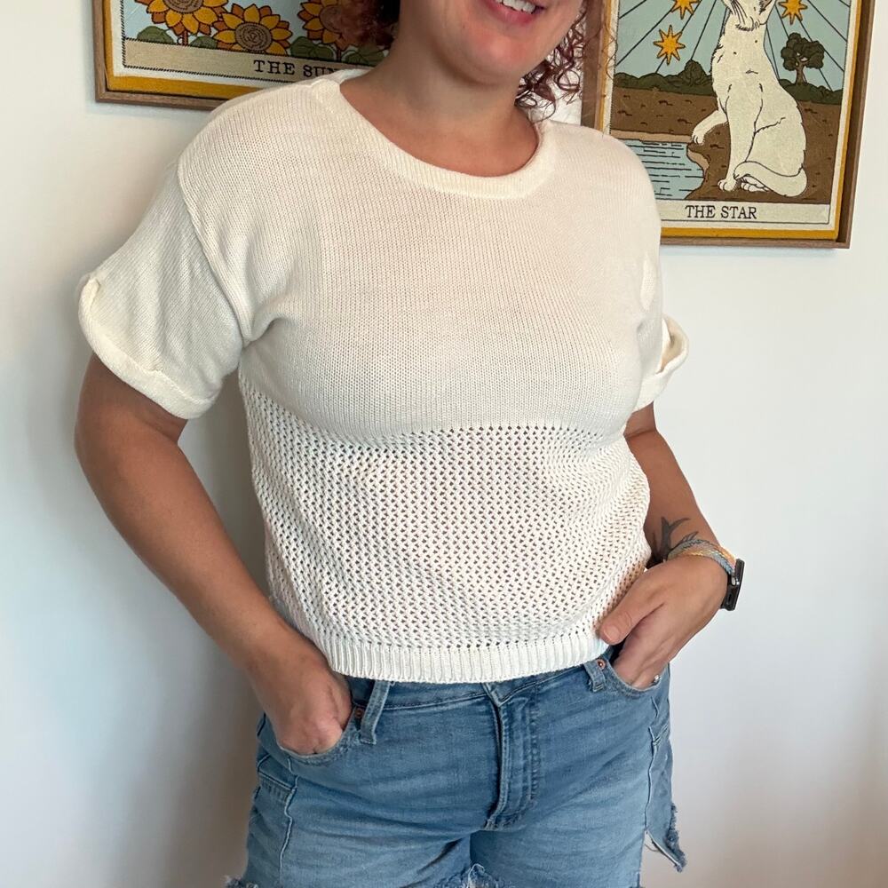 Vintage 80s bedford fair sweater cream size Large